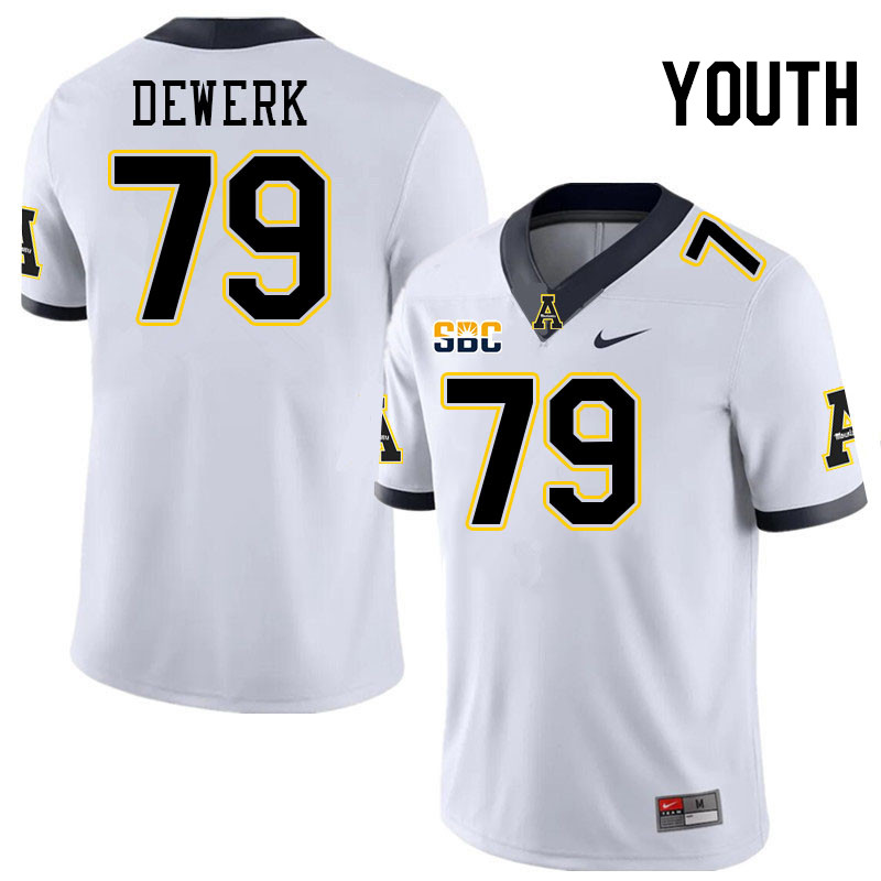 Youth #79 Andres Dewerk Appalachian State Mountaineers College Football Jerseys Stitched-White